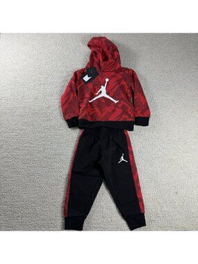 Nike Air Jordan 2 Piece Sweatsuit Red Black Toddler Size 2T
